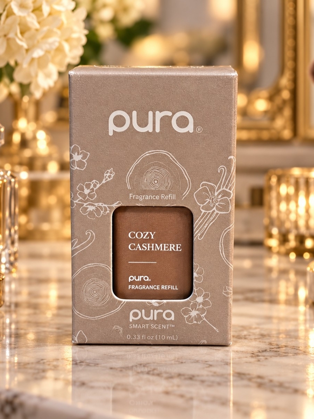 PurA Cozy Cashmere Home Fragrance Refill — Taupe and White Packaging